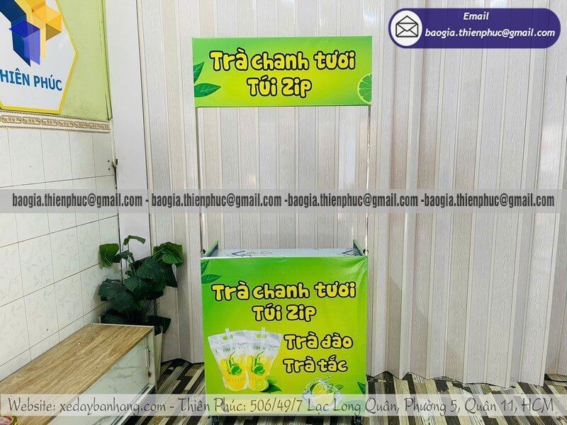 Đặt xe trà chanh xếp gọn mang đi bán hè phố