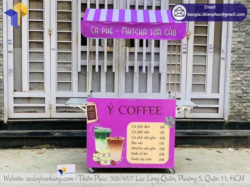 Làm mẫu kệ cafe dạo xếp gọn ngoài trời đẹp