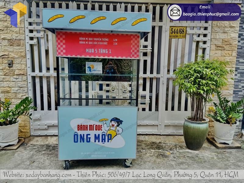 xe bánh mì que bằng inox xe bánh mì que bằng inox